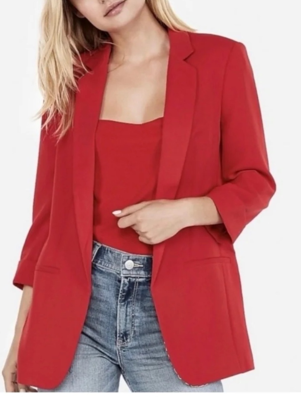 Express Red Boyfriend Blazer Size Medium